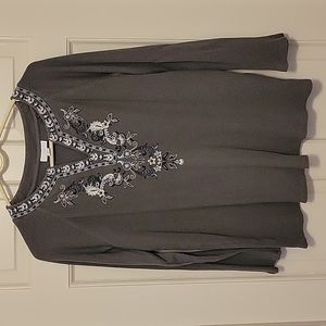 Waffle-knit embroidered jersey